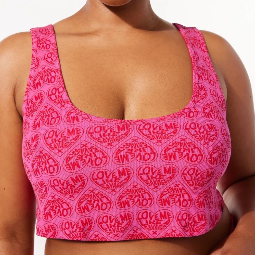 Savage‎ X Fenty C RIB SLEEP CROP TOP Millennial Pink size 3X NWT in packaging